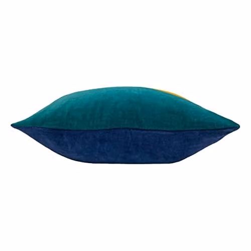 Riva Home Modern Graphic Rectangular Velvet and Cotton Cushion in Green, Yellow and Blue, W/D/H: 40 x 40 x 40 cm – 2