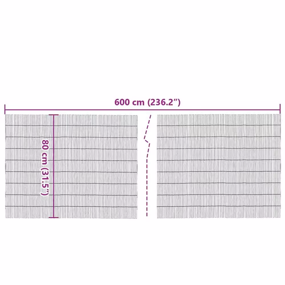 Berkfield Woven Reed Garden Fence Mat in Brown, W: 600 cm, H: 80 cm – 3