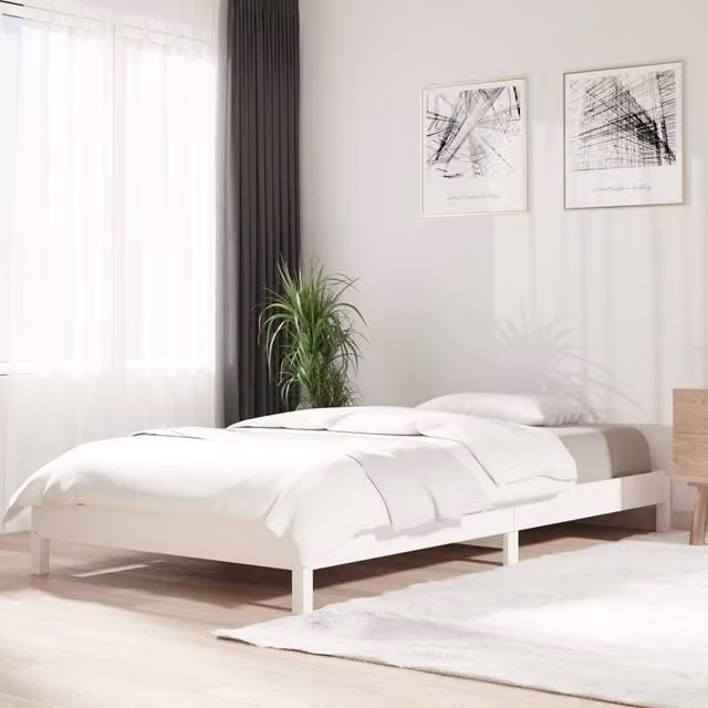 Berkfield Home Stack Bunk Bed in White Lacquered Solid Pine, W/D/H: 100 x 200 cm