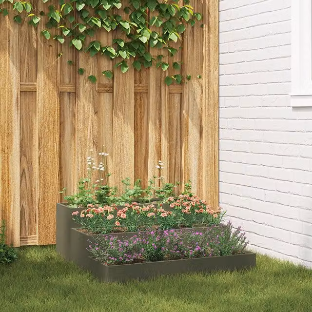 Berkfield Home 3-Tier Steel Garden Planter Tub in Green, W/D/H: 90 x 90 x 35 cm