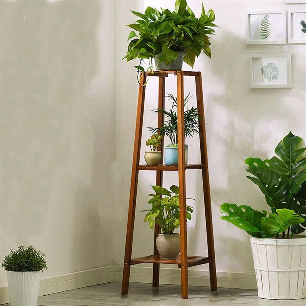 NESTLUNE 3-Tier Tall Bamboo Plant Stand in Brown, H 100 x W 15 x D 15 cm – 2