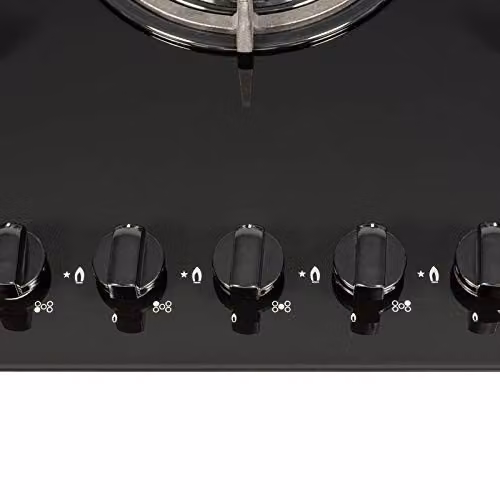 SIA GHG703BL Black Glass 5 Burner Gas Hob with Iron Pan Stands and Wok Burner, Width: 70 cm – 4