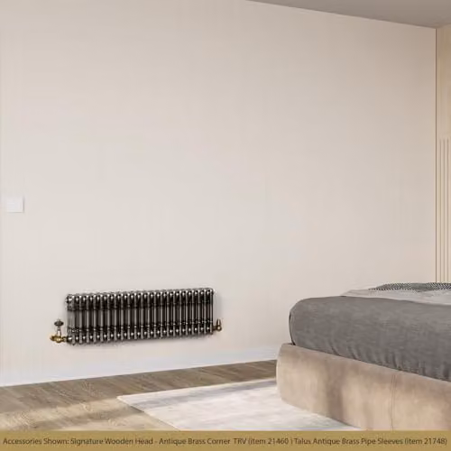 UK Radiators Alpha 3 Column Horizontal Traditional Cast-Iron Style Radiator in Raw Metal with Feet, W: 999 mm, H: 300 mm – 3