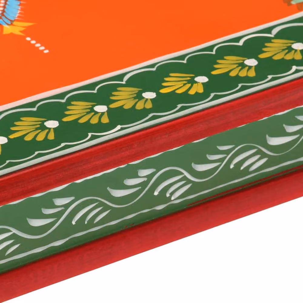 Berkfield Home Beautiful Orange Hand Painted Mango Wood Coffee Table W/D/H: 54 x 30 x 7 cm – 3