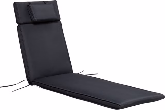Outsunny Black Rectangular Garden Sun Lounger Cushion with UV-Resistant and Washable Outdoor Fabric