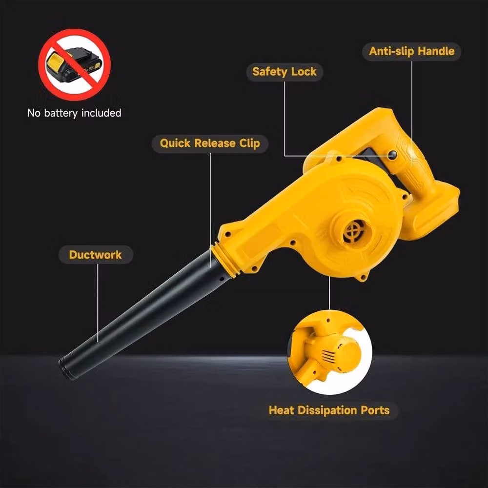 VOGREX Cordless Rechargeable Leaf Blower and Vacuum Compatible with Dewalt, Yellow – 2