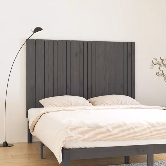 Berkfield Home Grey Rustic Solid Pine Wall Mount Headboard W/D/H: 166 x 3 x 110 cm