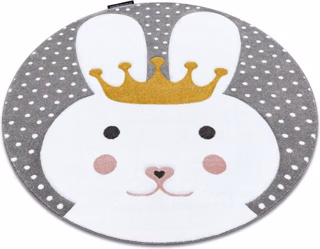 RugsX Petit Round Grey Kids Motif Rug, Diameter: 160 cm