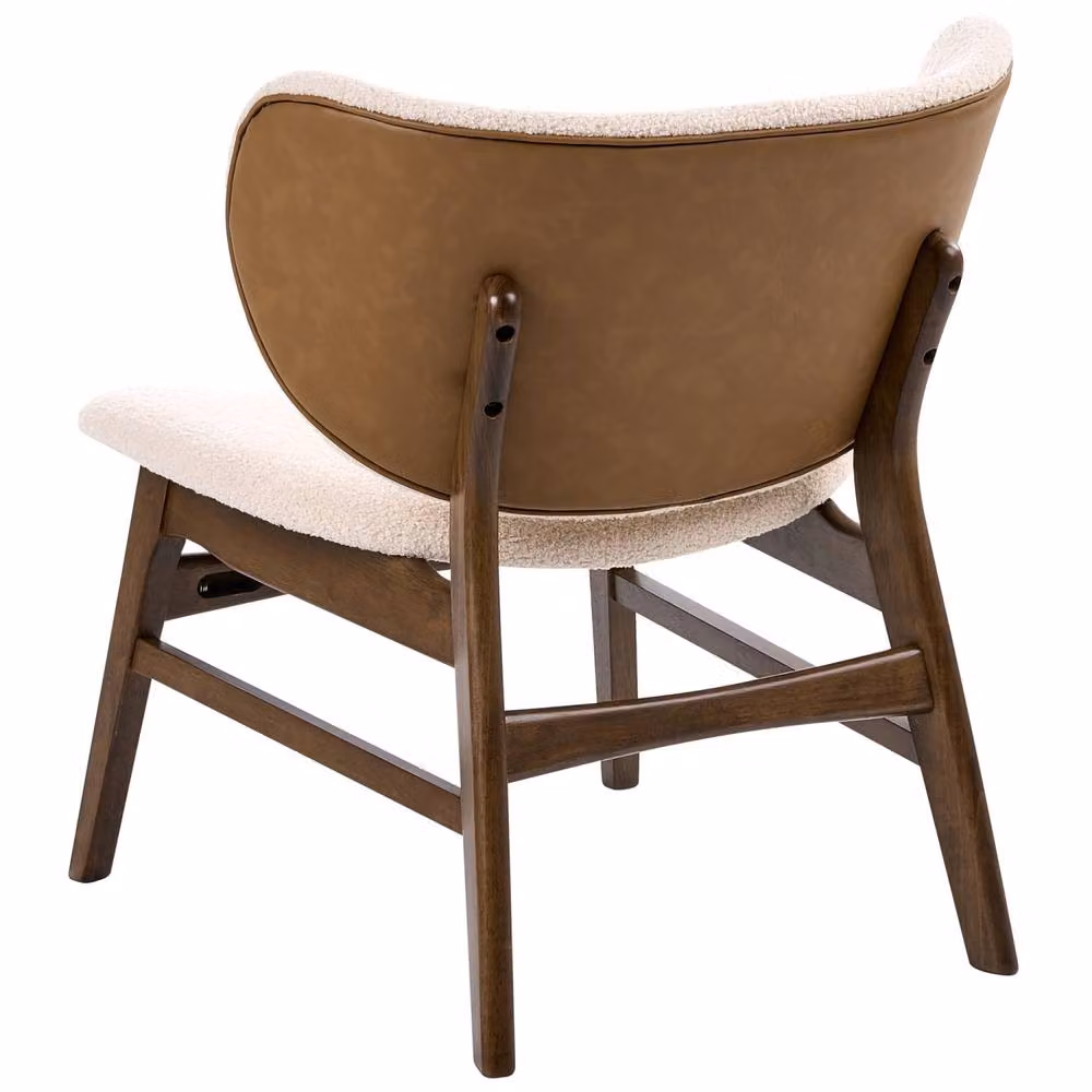 Wyld and Coco Arcadia Two Tone Boucle Armchair in Beige and Brown with Rubberwood Legs W/D/H: 70 x 62 x 69 cm – 3