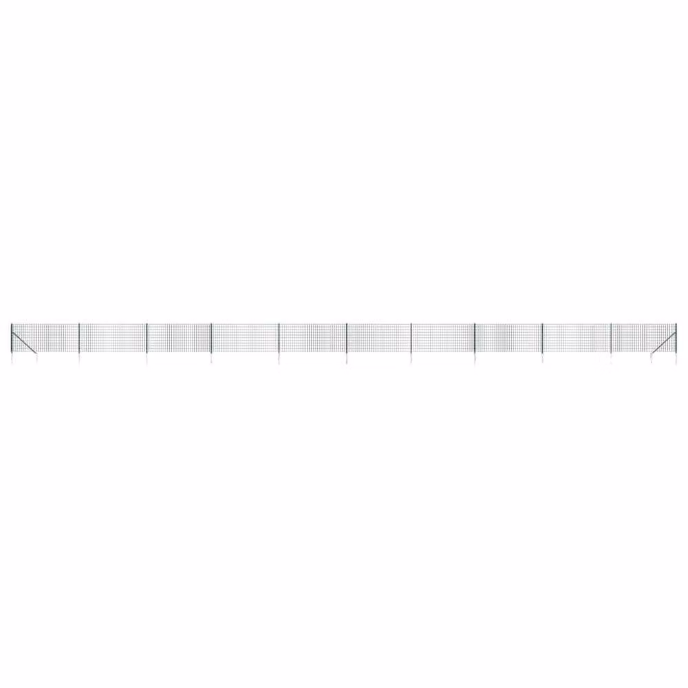 Berkfield Home Green PVC-Coated Steel Wire Mesh Fence with In-Ground Spike Anchors, 1 x 25 m – 2