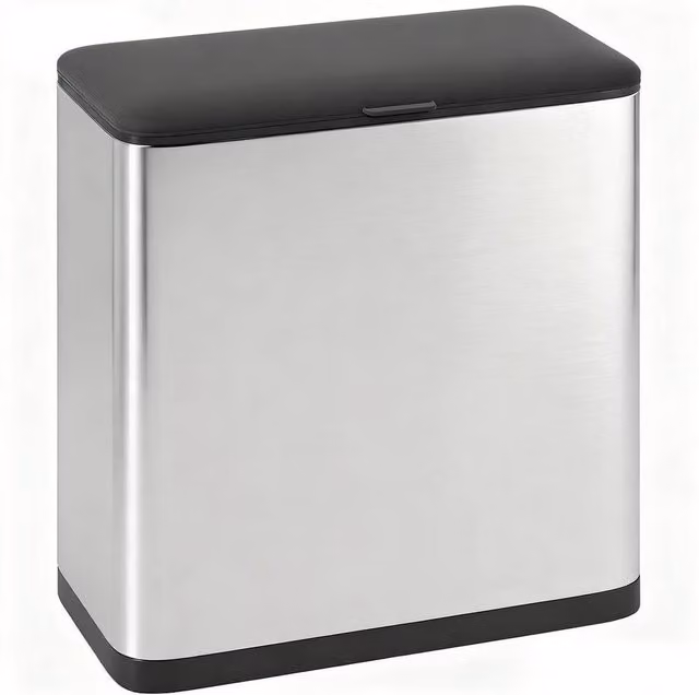 KORVIXA 8L Silver Stainless Steel Hanging Kitchen Bin with Flip Lid and Removable Inner Bucket – 1