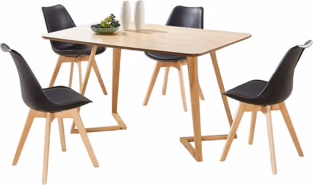 Life Interiors Lorenzo Dallas Dining Set with Rectangular Table and 4 Black Chairs