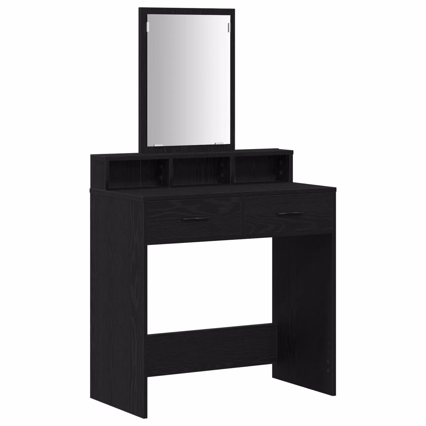 Berkfield Home Modern Black Oak Vanity Table with Glass W/D/H: 79 x 41 x 140 cm – 2