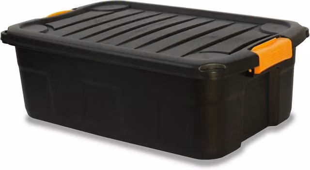 My Home Lockable Plastic Storage Box with Lid, Black, 30 l