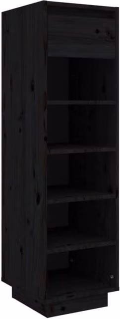 Berkfield Home Black Solid Wood Pine Shoe Cabinet W/D/H: 34 x 30 x 105 cm – 1