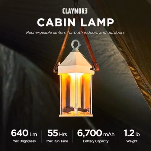 Claymore Cabin Lantern in Beige - Rechargeable Portable Outdoor Garden Lamp with 640 Lumens and Touch Control – 3