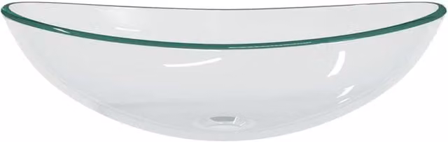 Berkfield Home Modern Oval Tempered Glass Countertop Basin in Transparent Clear, W: 54.5 cm, D: 35 cm, H: 15.5 cm