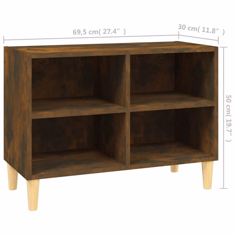 Berkfield Home Smoked Oak TV Cabinet with Solid Wood Legs, Brown, W: 69.5 cm, D: 30 cm, H: 50 cm – 5