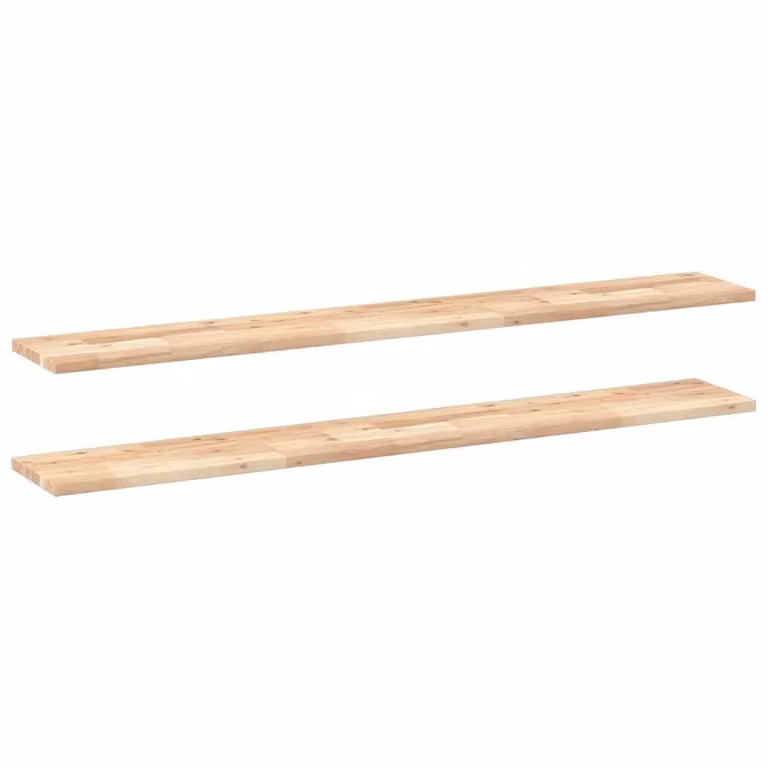 Berkfield Home Set of 2 Floating Shelves in Brown Untreated Solid Acacia Wood, W/D/H: 160 x 20 x 2 cm