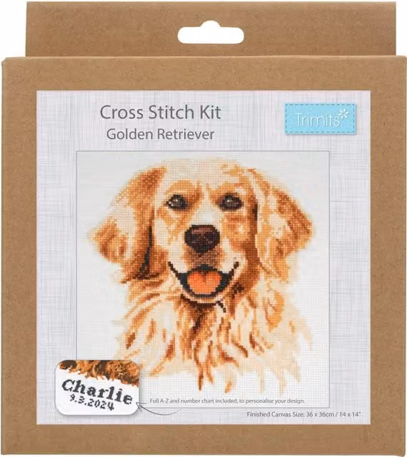 Trimits Large Golden Lab Retriever Cross Stitch Kit in Yellow and Multicolour