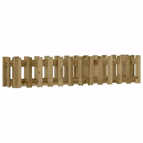 vidaXL Brown Impregnated Wood Garden Raised Bed with Fence Design W/D/H: 150 x 30 x 30 cm – 1