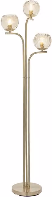 Loops Floor Lamp in Satin Brass and Transparent Glass