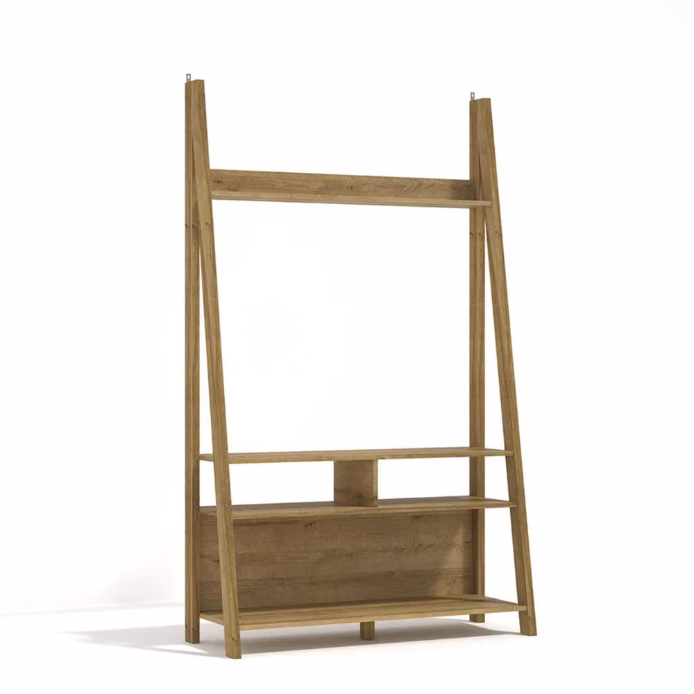 Wyld Haus Athy Small Brown Oak Ladder TV Unit W/D/H: 105.0 x 38.6 x 175.4 cm – 2