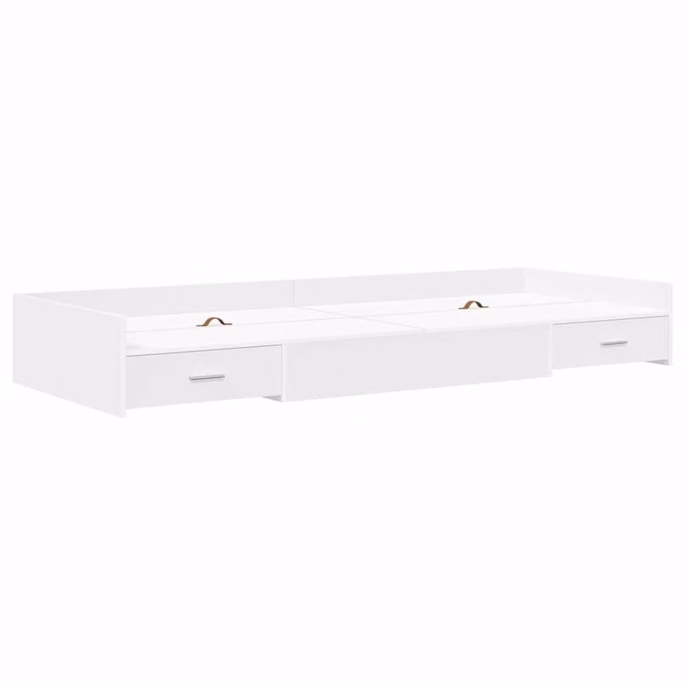 Berkfield Home Modern Storage Bed Frame with Drawer, White, W/D/H: 90 x 28 x 203 cm, Engineered Wood