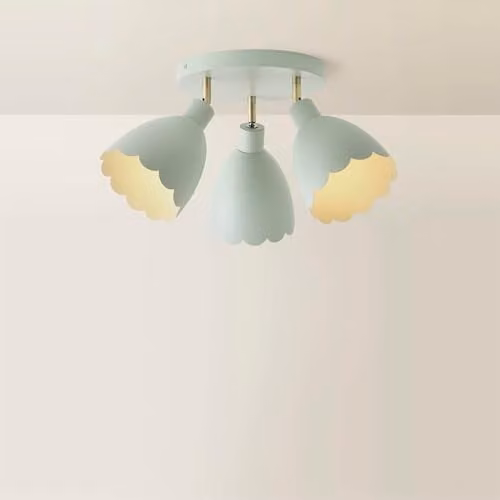 ValueLights Millie Flower Scallop Adjustable Round Ceiling Spotlight with Bulb in Green