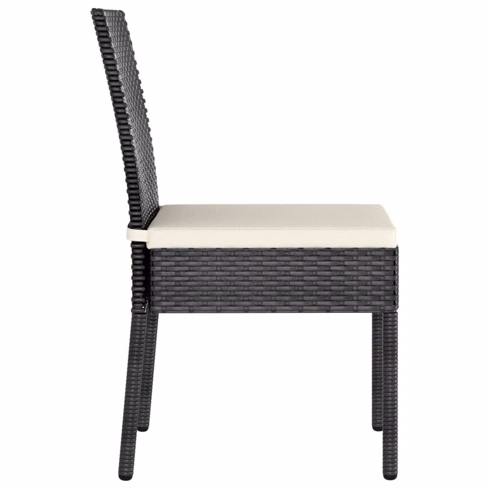 Berkfield Home 3 Piece Poly Rattan Outdoor Dining Set with Cushions in Black – 4