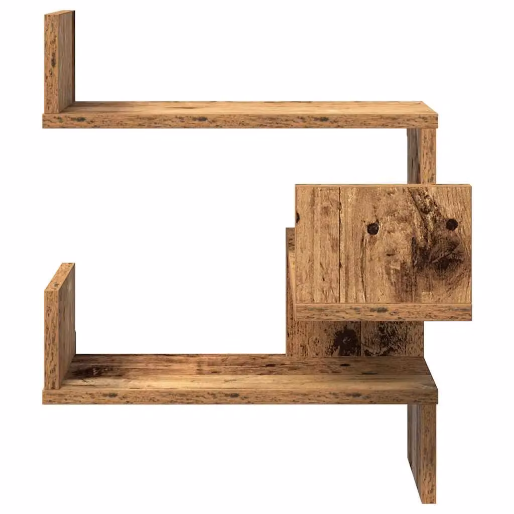 Berkfield Home Wall Mounted Corner Shelf in Old Wood Brown, W/D/H: 40 x 40 x 49.5 cm – 3