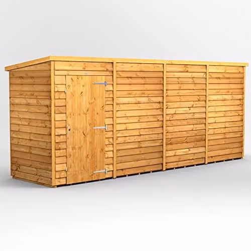 Powersheds Premium Pent Overlap Wooden Shed in Brown, 10 mm Extra Thick Timber, Windowless