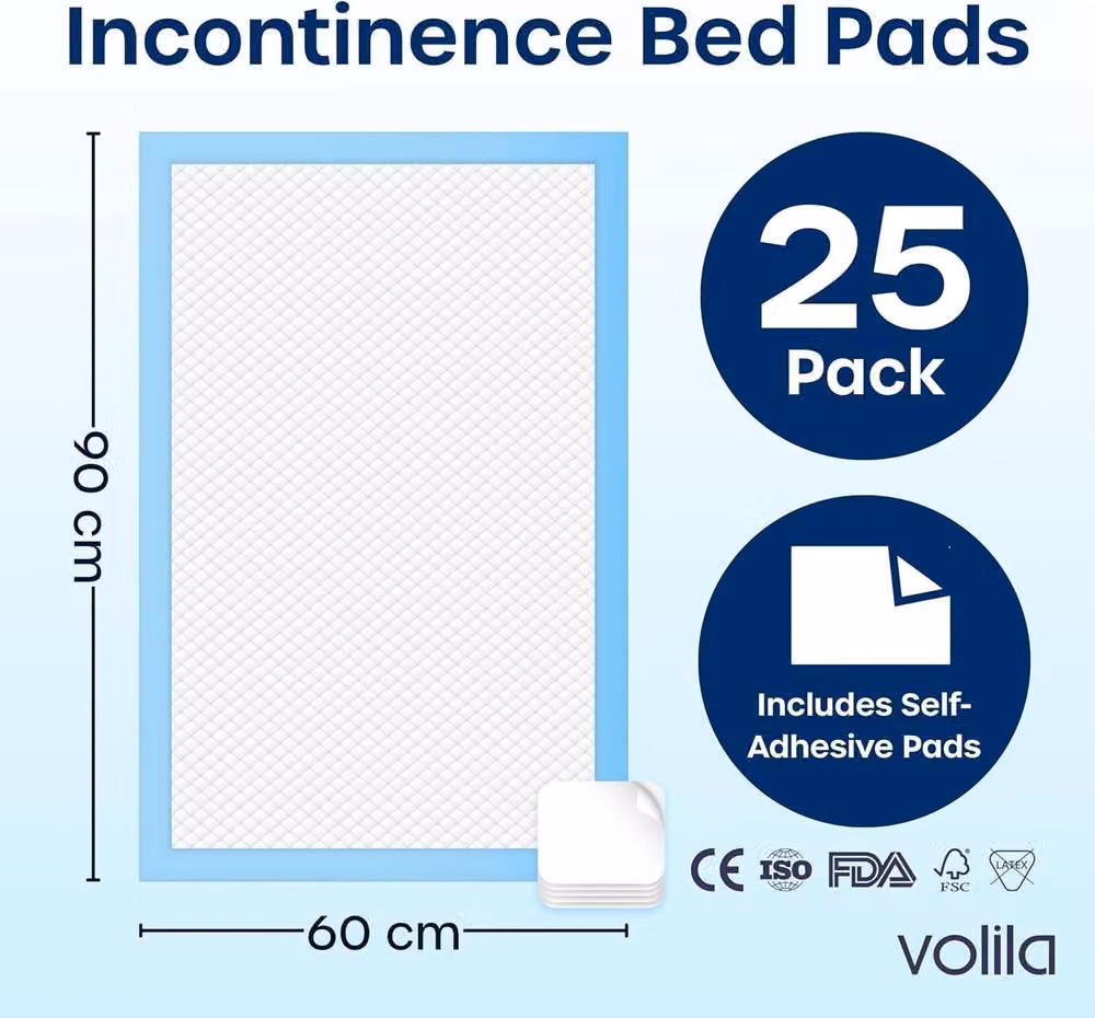 Volila 25 Pack Triple Layer Incontinence Bed Pads, Large, Soft and Absorbent, Aqua Blue – 2