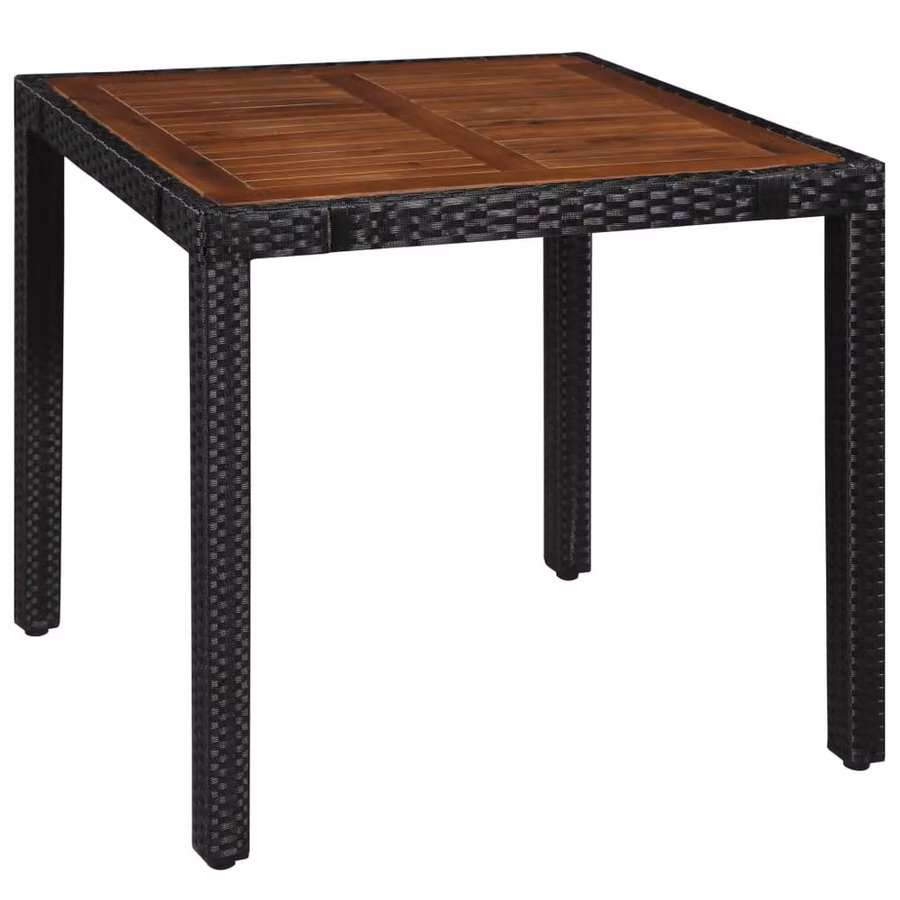 Berkfield Home Beautiful 5 Piece Outdoor Dining Set in Black Poly Rattan and Acacia Wood – 2