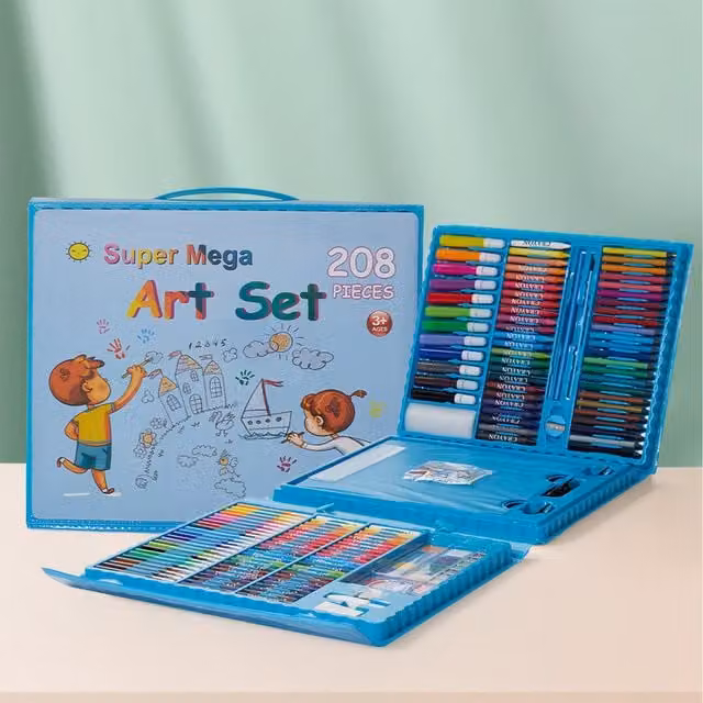Livingandhome Portable Blue Drawing Set for Children
