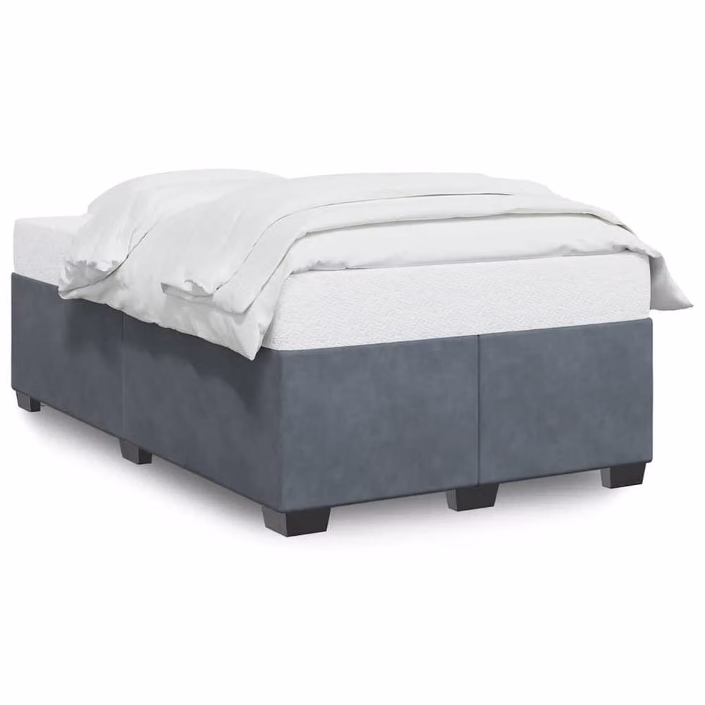 Berkfield Home Double Velvet Soft Bed Frame in Dark Grey, W/D/H: 140 x 190 x 46 cm – 3