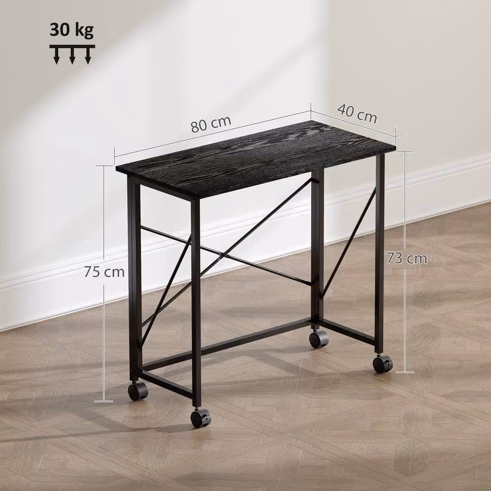 Wyld Haus Ziyozi Black Folding Writing Desk with Castors W/D/H: 80 x 40 x 75 cm – 3
