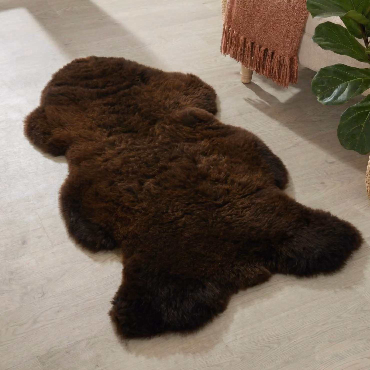 Simply Sheepskin Brown Genuine Wool Rug, W/D: 100 x 60 cm – 2
