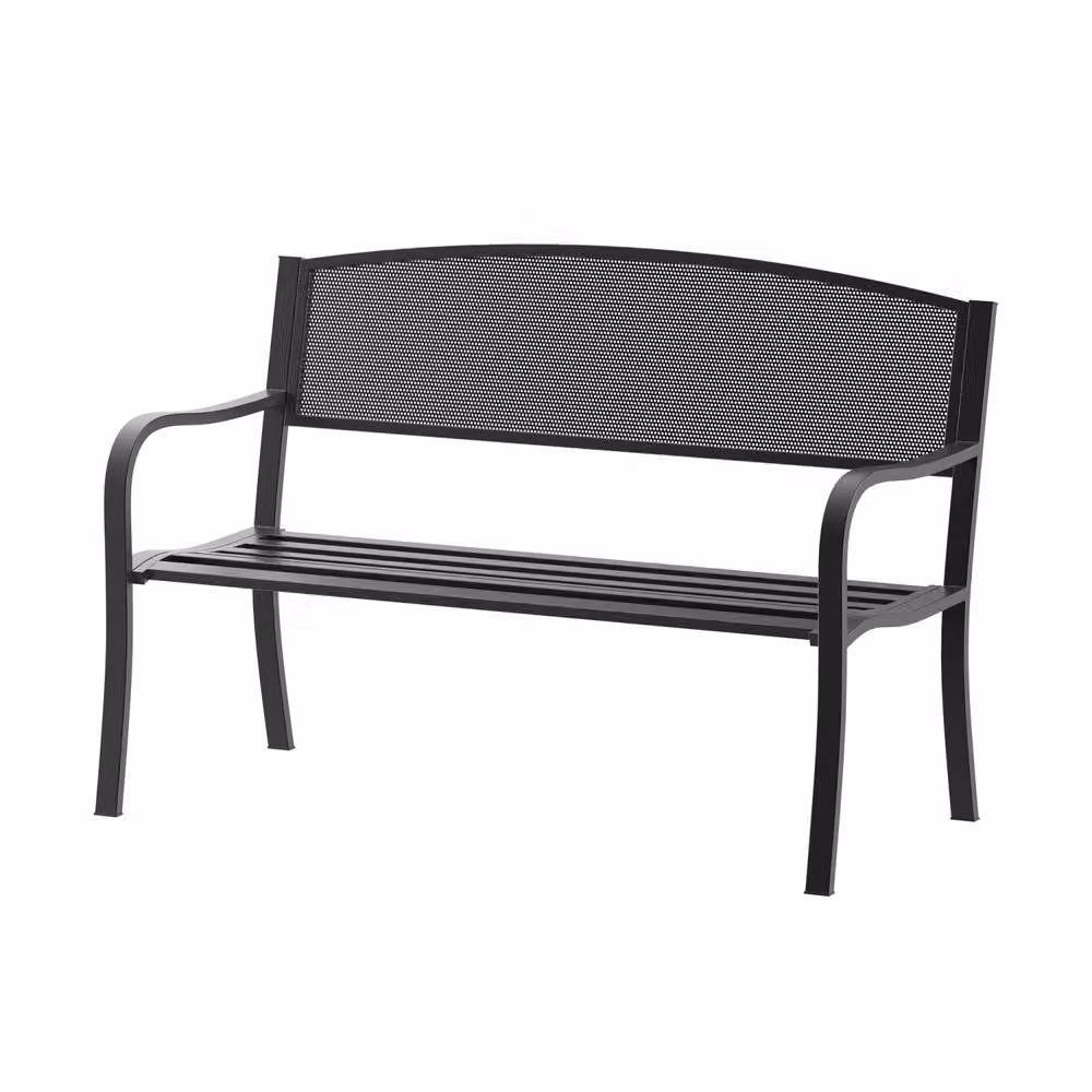 Wyld Haus Zirila 2 Seater Black Steel Outdoor Garden Bench – 2