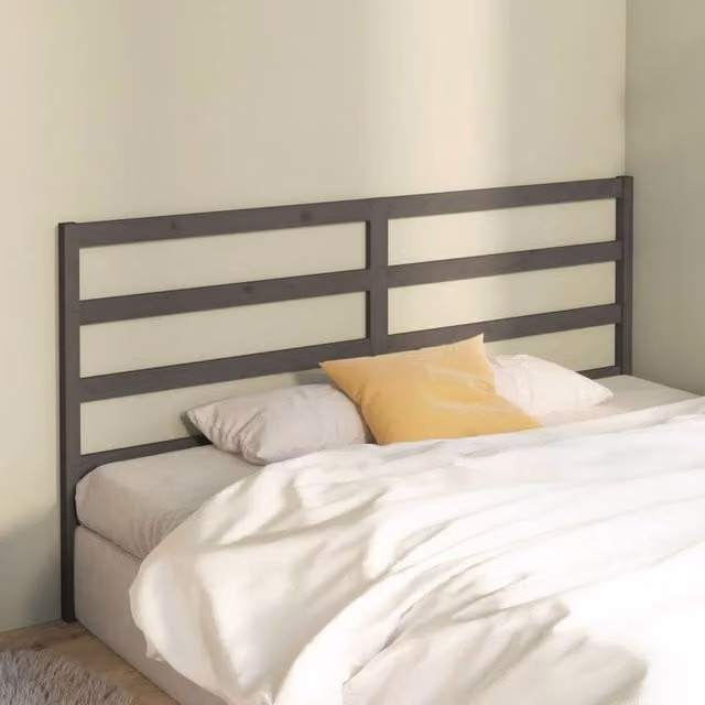 Berkfield Home Beautiful Bed Headboard in Grey Solid Pine Wood, W/D/H: 206 x 4 x 100 cm