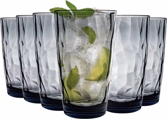 Bormioli Rocco Diamond Geometric Blue Glass Tumblers, 470ml, Pack of 12 – 3