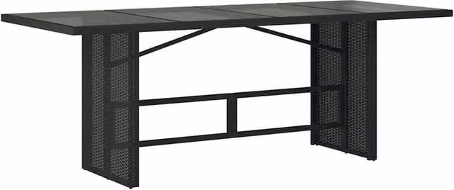 Berkfield Home Extendable Rectangular Garden Table with Glass Top in Black, W/D/H: 190 x 80 x 74 cm