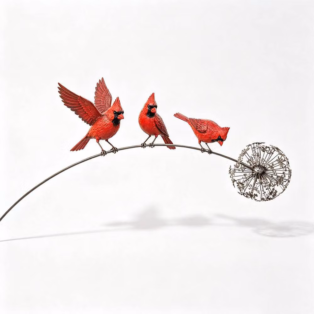 Quipulse Red Metal Floral Wrought-Iron Ornaments – 2