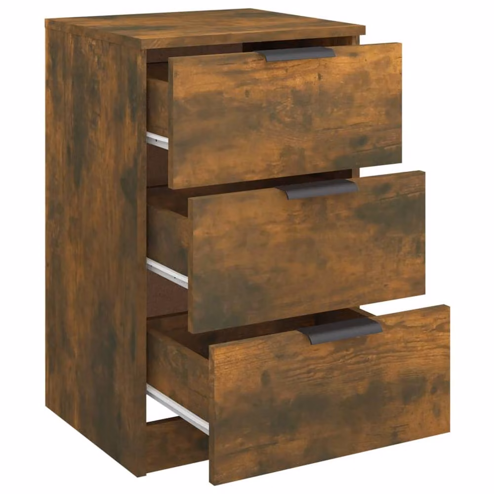 Berkfield Home Set of 2 Smoked Oak Bedside Cabinets in Brown, W: 40 cm, D: 36 cm, H: 65 cm – 5