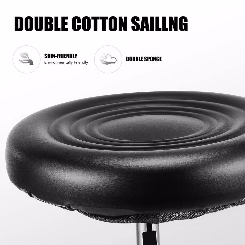 NESTLUNE Black Adjustable 360 Swivel Round Bar Stool with Synthetic Leather Seat, W/D/H: 60 x 60 x 100 cm – 3