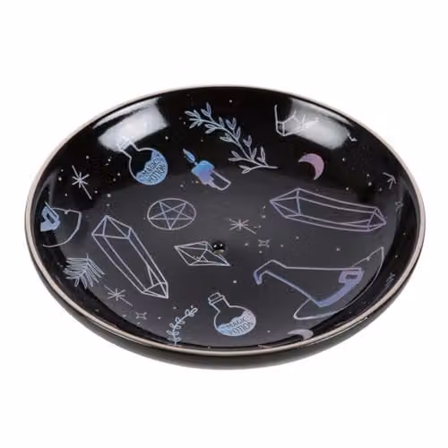 KDMD Crystal Witch Ceramic Incense Holder Plate in Black and Blue – 1