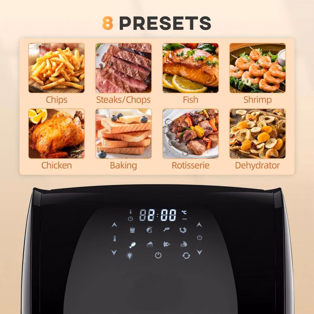 STILVORA 12L Digital Air Fryer Oven with 8 Preset Modes in Black – 9