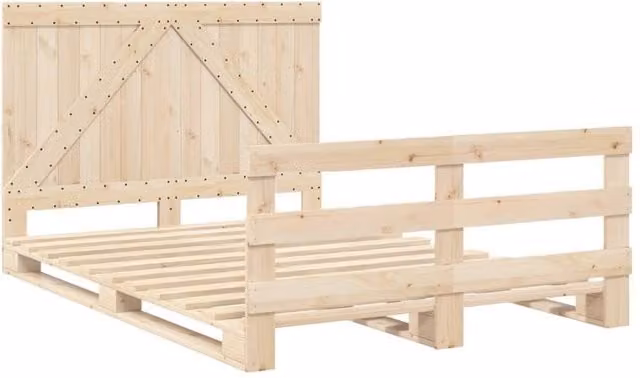 Berkfield Home Beautiful Bed Frame with Headboard in Light Brown, W/D/H: 140 x 200 x 104 cm – 1