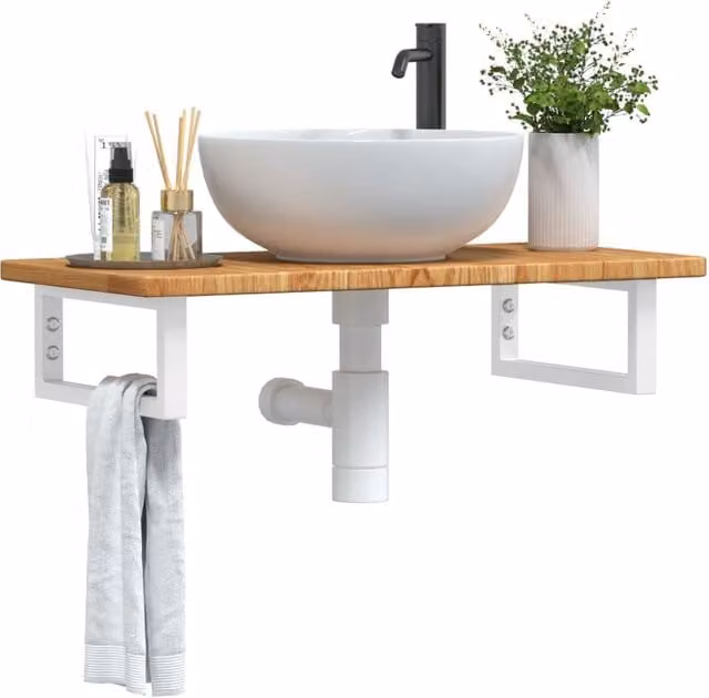 Berkfield Home Wall Mounted Basin Shelf in Brown Oak and Steel