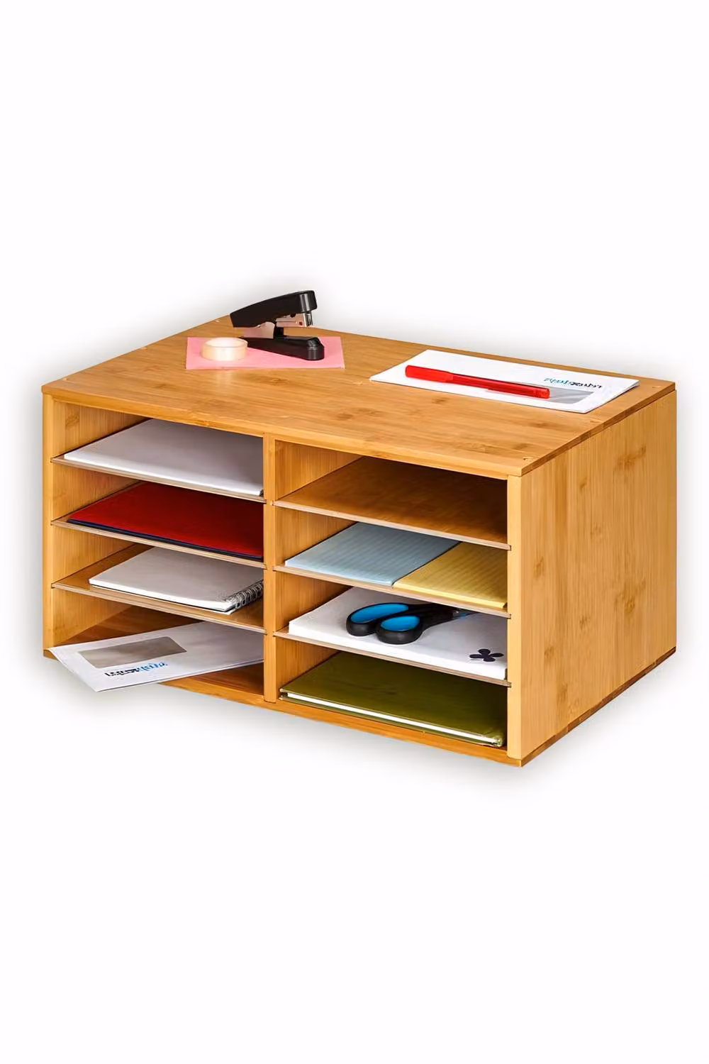 Hygrad Bamboo A4 Desktop File Sorter and Document Organiser, Beige, W: 31.0 cm, D: 31.0 cm, H: 25.0 cm – 6